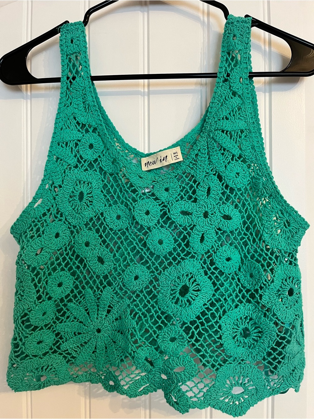 New In Crochet Tank Top - 100% Cotton- Teal Green